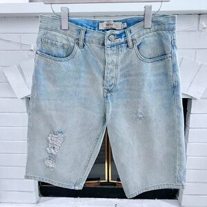 TOPMAN Distressed Denim Slim Shorts